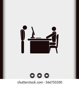 Angry Boss With Employee. Flat Icon.