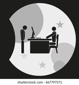 Angry boss with employee. Flat icon.