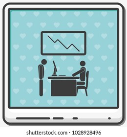 Angry boss with employee flat vector icon.