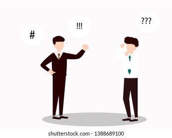Angry boss and employee, illustration vector cartoon