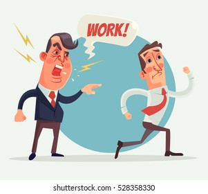 Angry boss and employer characters. Vector flat cartoon illustration