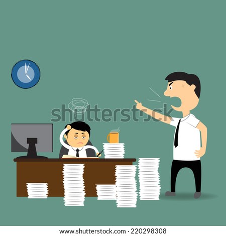 Angry Boss Employer Hard Working Vector Stock Vector (Royalty Free ...