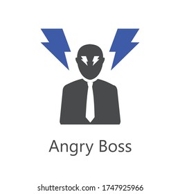 Angry boss icon. Vector illustration. Flat icon