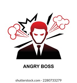 Angry boss icon.Business leader felling angry and blames isolated on background vector illustration.