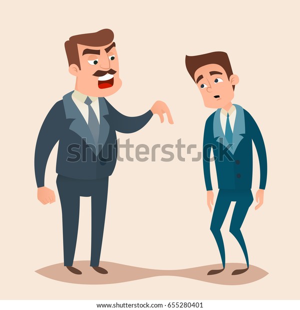 Angry Boss Man Character Screams Shouting Stock Vector (Royalty Free ...