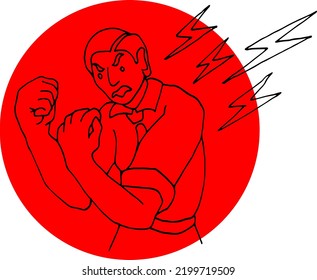 Angry boss, a man in a suit in anger. Vector illustration of an emergency worker at work. Negative emotions at work