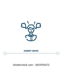 angry boss outline vector icon. simple element illustration. angry boss outline icon from editable business concept. can be used for web and mobile
