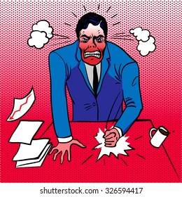 angry boss pop art vector