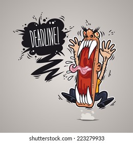 Angry Boss Screaming Deadline for Humor Design or T-Shirt Print.