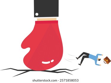 Angry boss slammed his fist on the ground, Vector illustration in flat style

