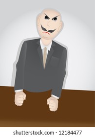 Angry boss standing at desk