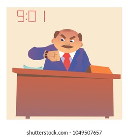 Angry boss at the table