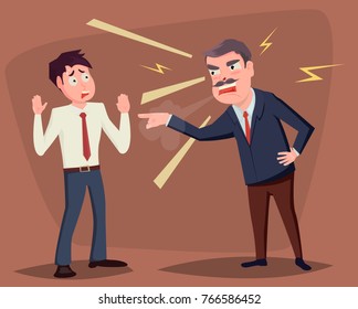 Angry boss yelling at employee