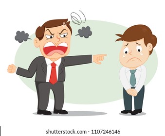 Angry Boss Yelling Into Employee Illustration Stock Vector (Royalty ...