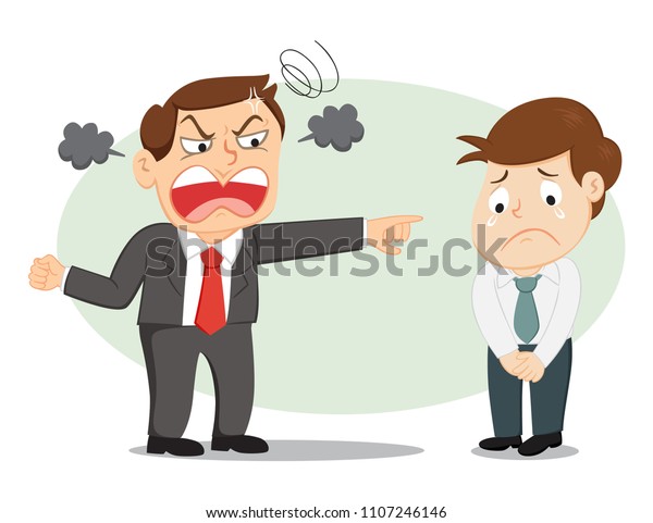 Angry Boss Yelling Into Employee Illustration Stock Vector (Royalty ...