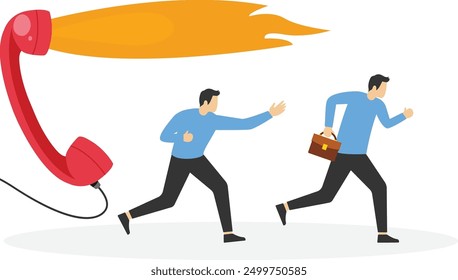 Angry bossy call after employees who are late for work, Vector illustration design

