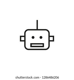 Angry bot line icon. Robot head, device, mobile. Chat bot concept. Vector illustration can be used for topics like technology, mobile, internet