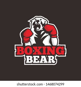 angry boxing bear character logo design