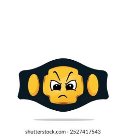 personagem mascote de cinturão de boxe irritado. conceito bonito, engraçado e brincalhão. esporte de combate, boxe, campeonato, hobbies, interesse, estilo de vida e temas de educação