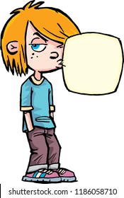 angry boy blowing balloon