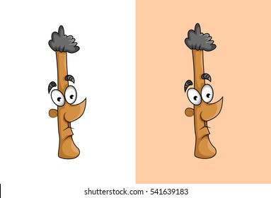 Angry boy cartoon face with long nose. Vector Illustration