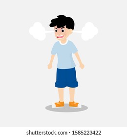 Angry boy or child isolated on white background. Vector illustrations in cartoon characters style.