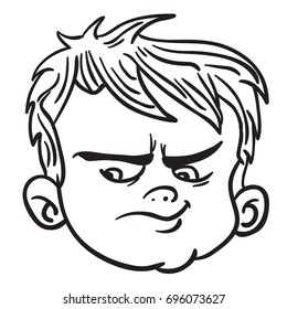 Stock Vektor Angry Boy Face Black White Cartoon Bez Autorskych Poplatku 696073627