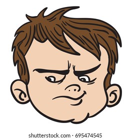 angry boy face cartoon illustration isolated on white