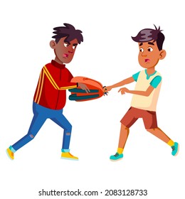 Angry Boy Fight Swear. School Child Fight. Vector Character Flat Cartoon Illustration