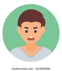 Angry boy flat icon design 