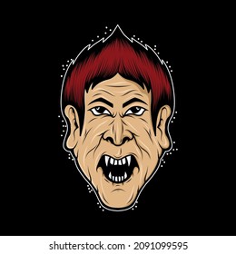 Angry boy head illustration design