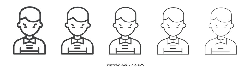 Angry boy icon flat simple outline logo