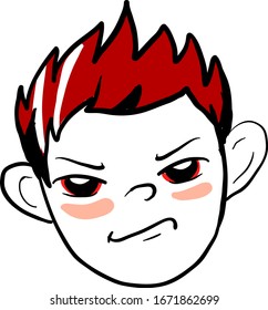 Niño enojado, ilustración, vector de fondo blanco.