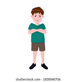 Angry boy isolated on background. Vector illustration design.