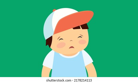 angry boy on green background