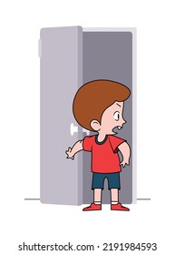 Angry Boy Opens Doors Vector Illustration Stock Vector (Royalty Free ...