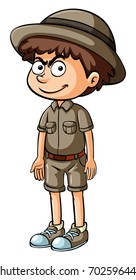 Angry boy in safari clothes illustration