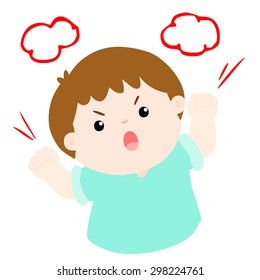 angry boy shout loudly on white background vector illustration