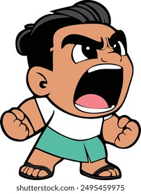 Angry Boy Shouting Vector illustration