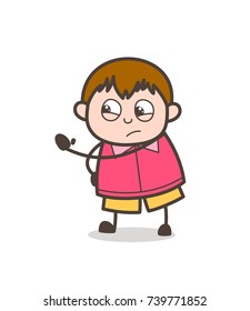 Angry Boy Showing Slap - Cute Cartoon Fat Kid Illustration