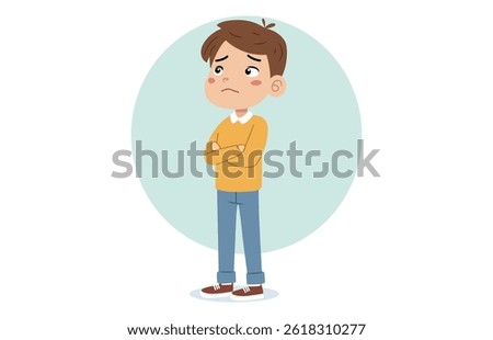 Angry Boy Standing with Arms