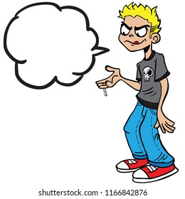 angry boy with talking bubble cartoon illustration isolated on white