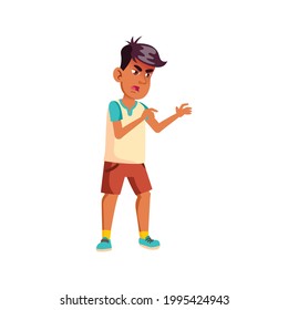 niño enojado amenazando al vector de la caricatura. niño enojado amenazando al personaje. ilustración de dibujos animados planos aislados