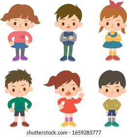 Angry boys and girls in various poses