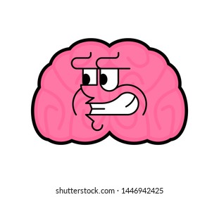 Angry brain. Evil Internal organ isolated. Terrible Anatomy Vector illustration
