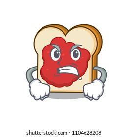 Angry bread with jam mascot cartoon