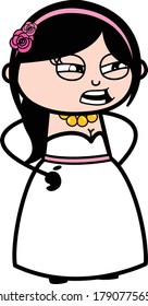 Angry Bride Talking Cartoon Design Illustration