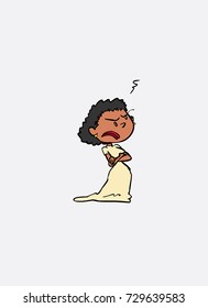 Angry bride. Vector isolated character.

