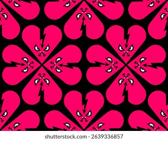 Angry broken heart pattern seamless. Disappointed love background.