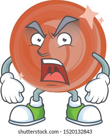 Angry bronze coin cartoon on white background